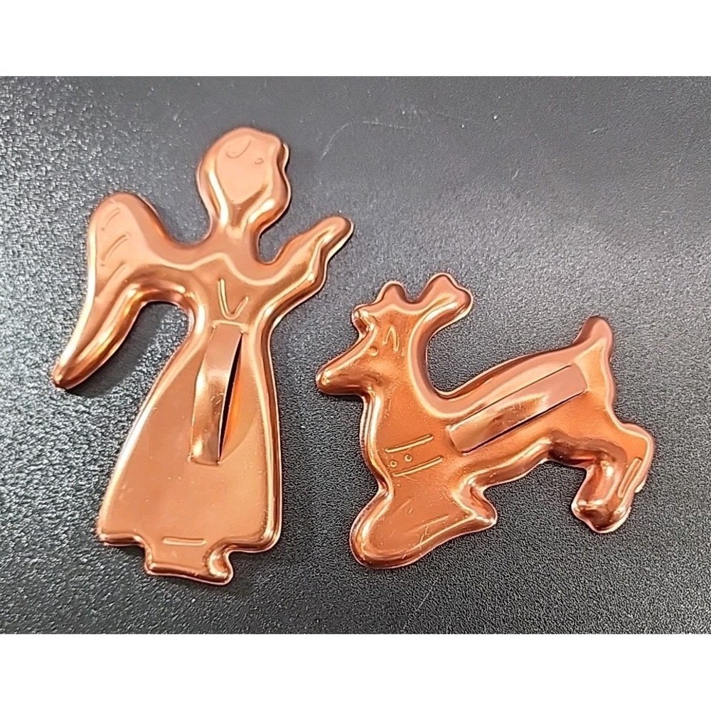 Vintage Cookie Cutters Copper‎ Aluminum Angel Reindeer  2